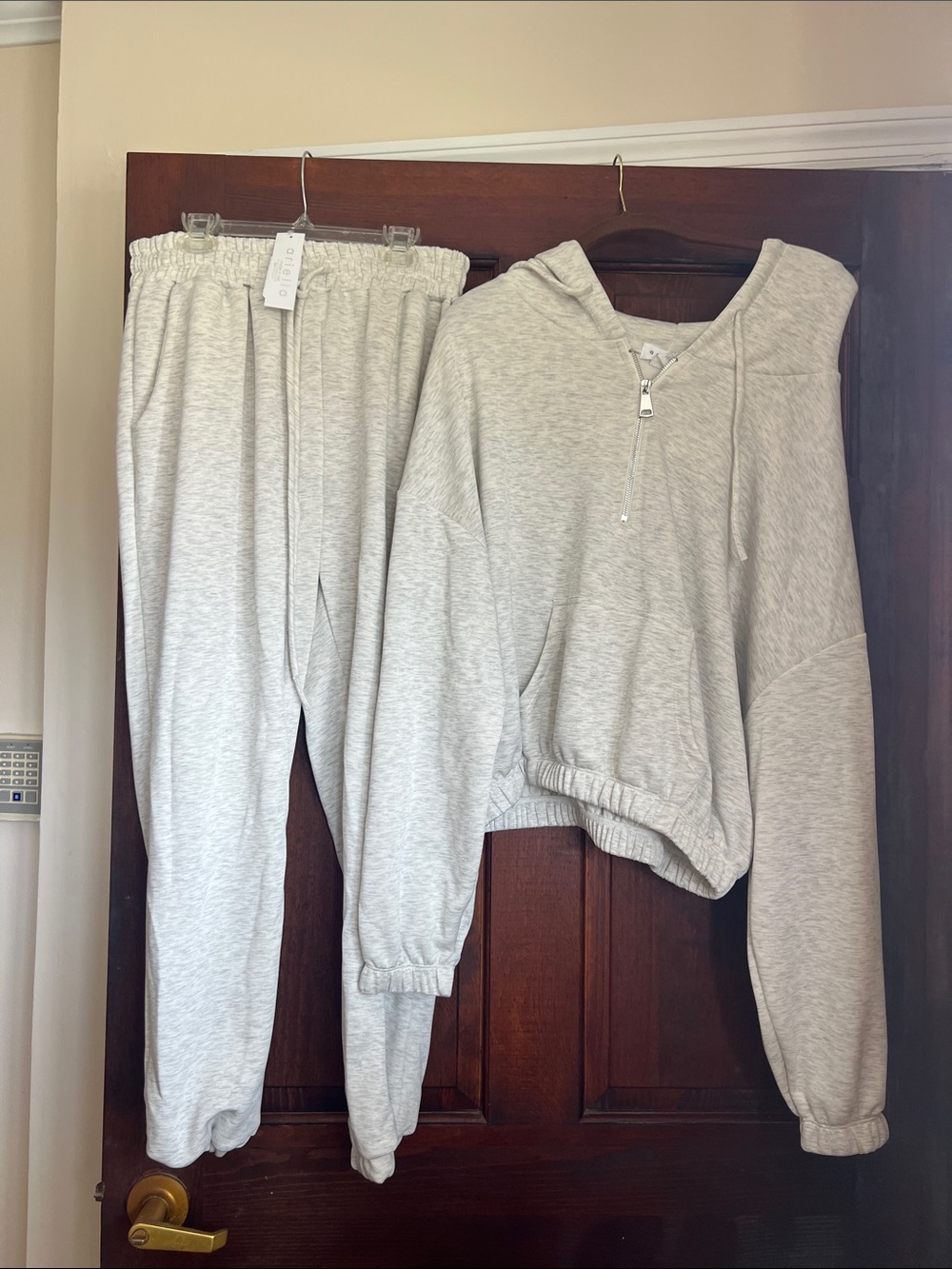 Ariella Light Heather Gray Hoodie and Jogger Set